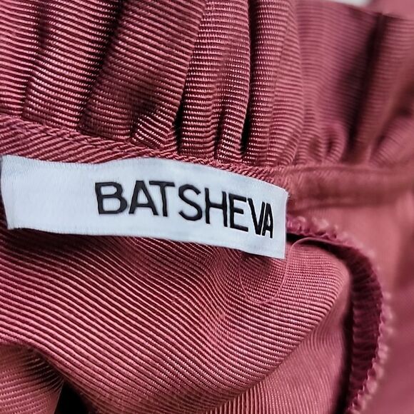 Batsheva Short Sleeve Prairie Dress In Raspberry Morie - Picture 7 of 13